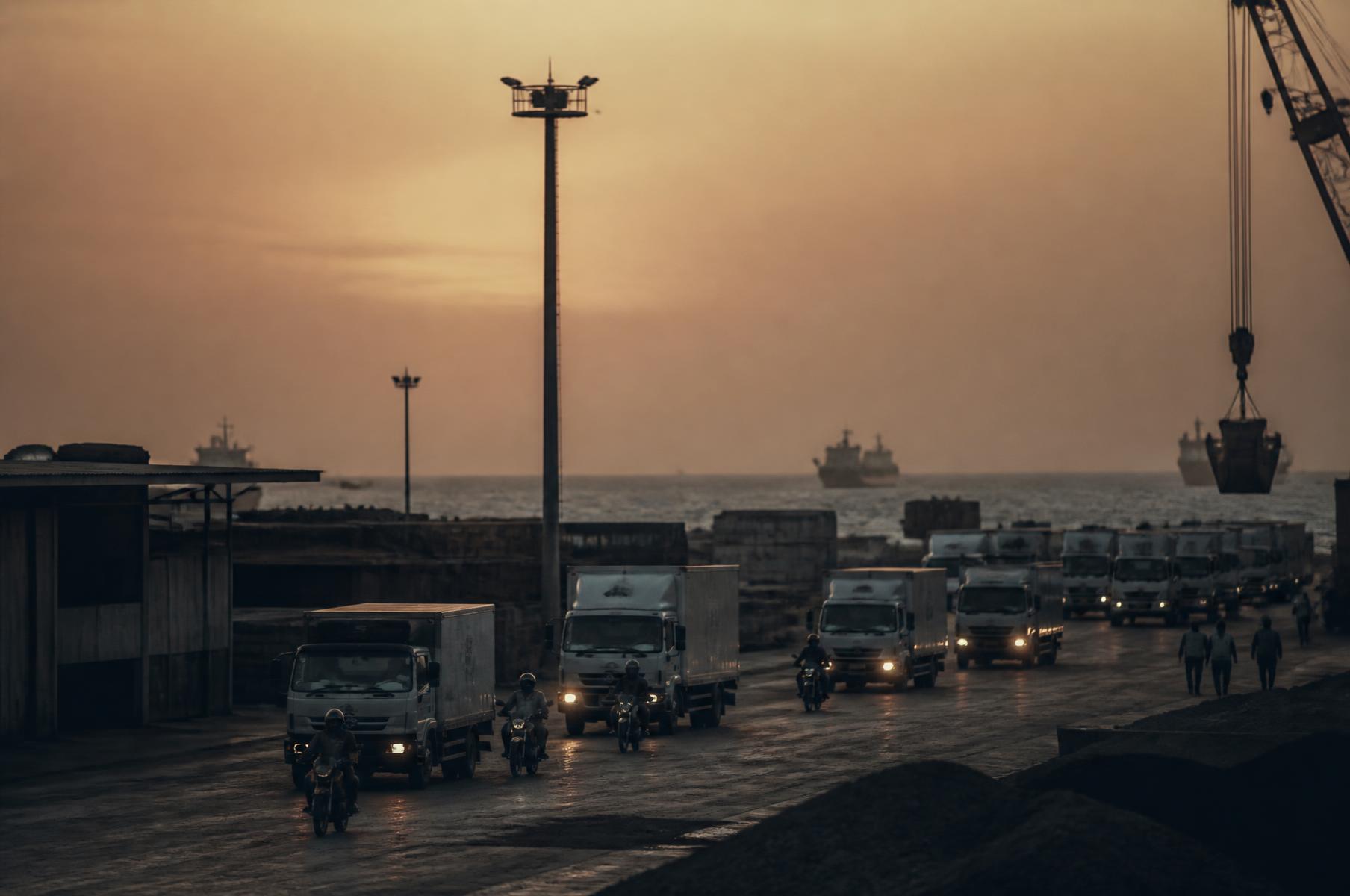 Logistics moving through a West African port